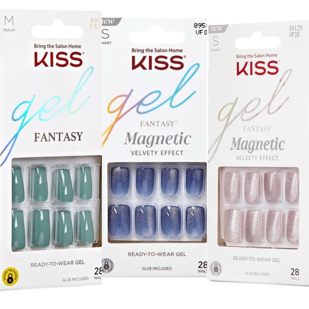 KISS Gel Fantasy Velvety Press-On Nails Set - Dignity, High Life, See U Soon